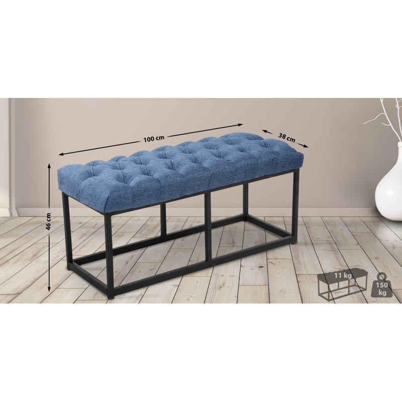 Banc Amun tissu noir 100 cm