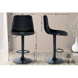 Tabouret de bar Lex, similicuir, noir