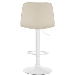 Taburete de bar Lex, piel sintética, blanco/crema