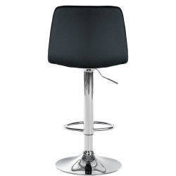 Tabouret de bar Lex, similicuir, chromé, noir