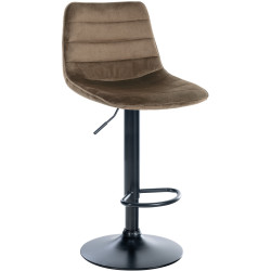Tabouret de bar Lex, velours, noir/marron