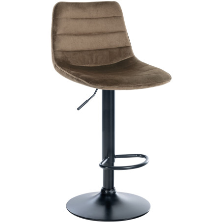 Tabouret de bar Lex, velours, noir/marron