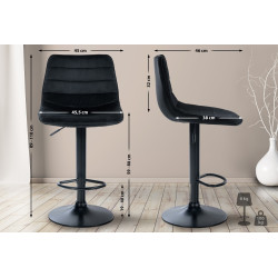 Tabouret de bar Lex en velours noir