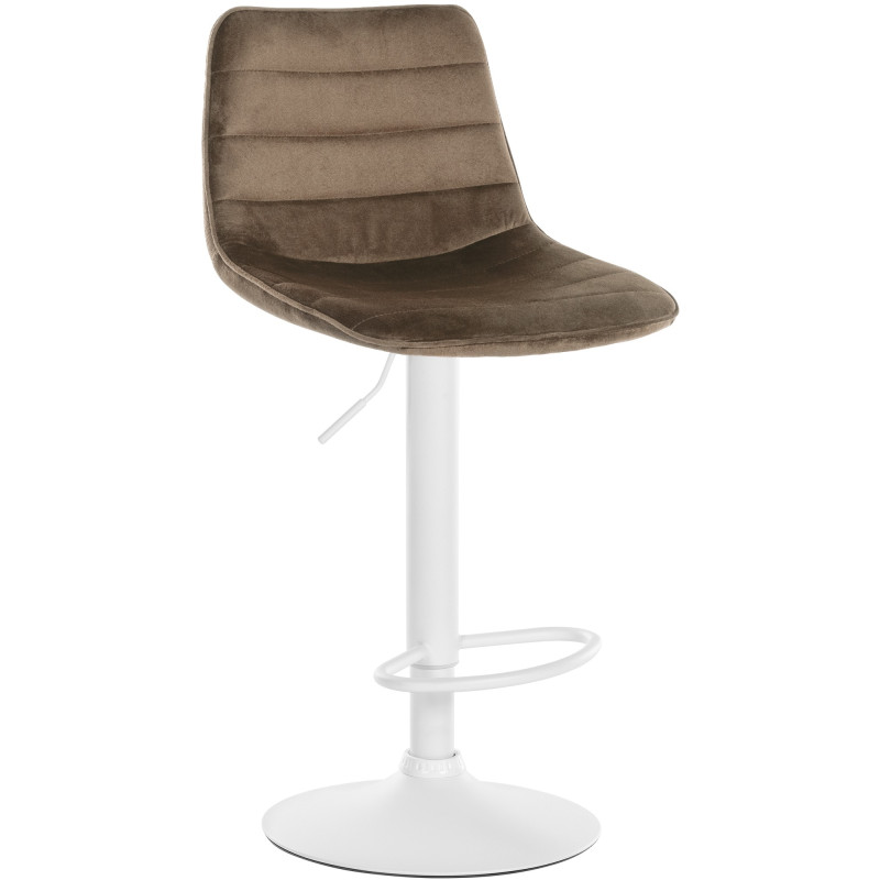 Tabouret de bar Lex en velours, blanc/marron