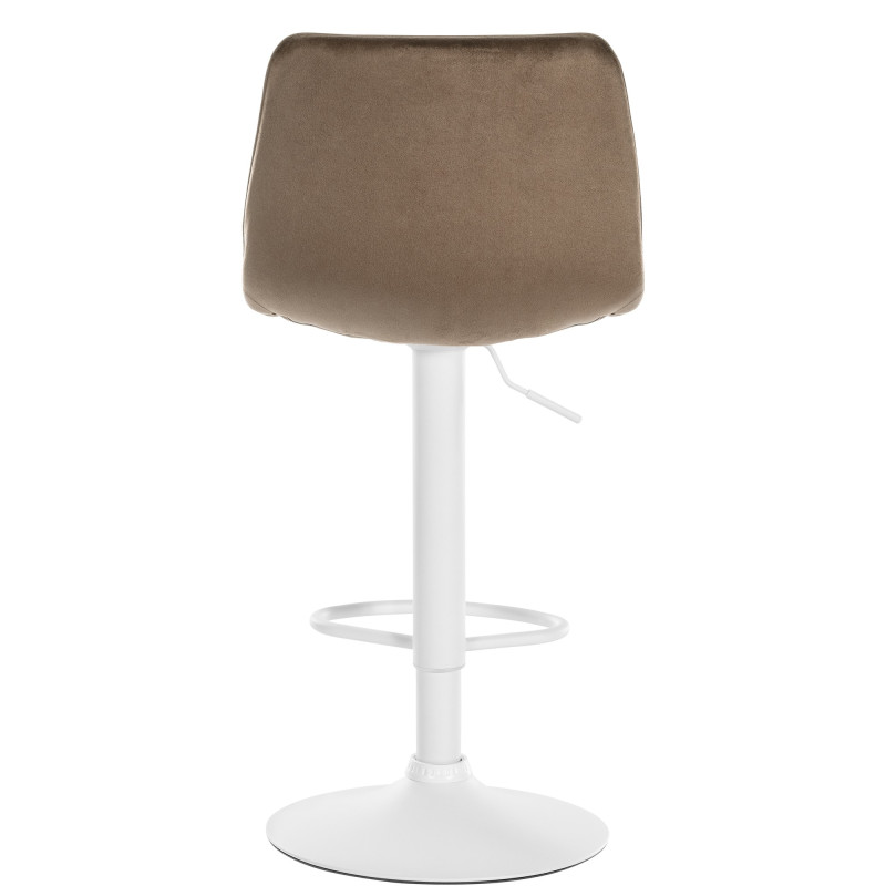 Tabouret de bar Lex en velours, blanc/marron