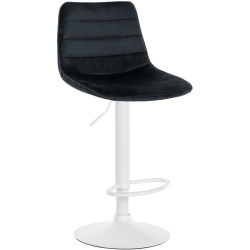 Tabouret de bar Lex en velours, blanc et noir