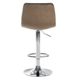 Tabouret de bar Lex, velours, chrome, marron