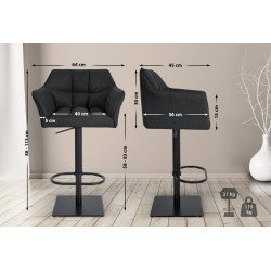 Tabouret de bar Damaso B, feutre, anthracite