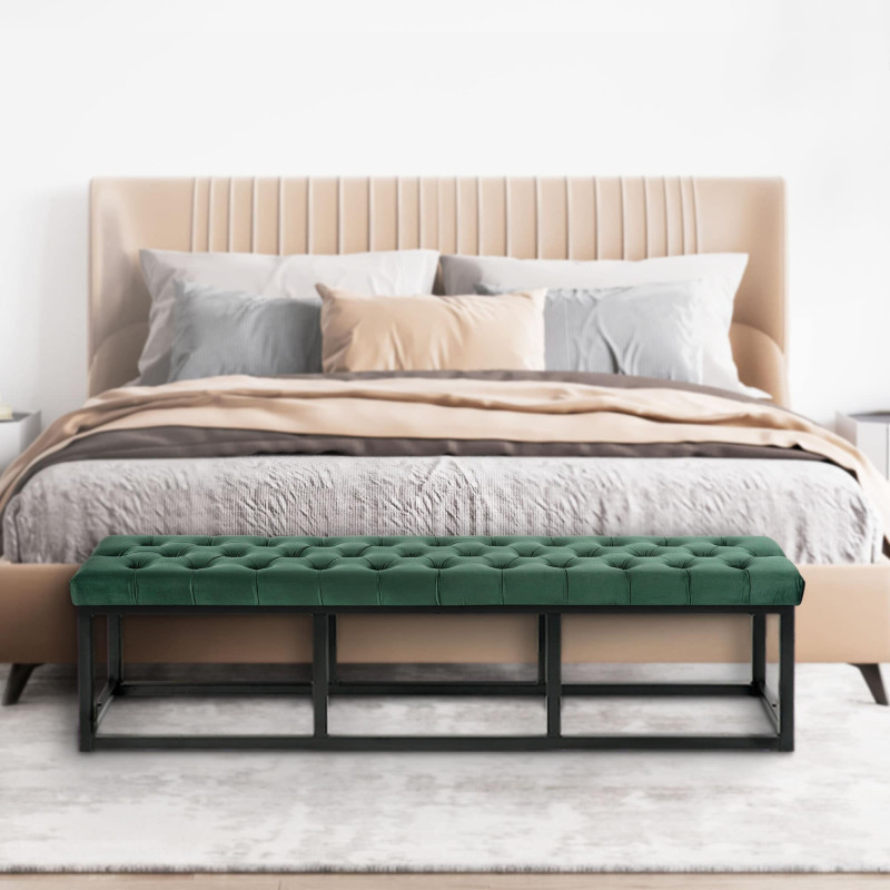 Banc Polson velours noir 150 cm