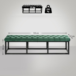 Banc Polson velours noir 150 cm