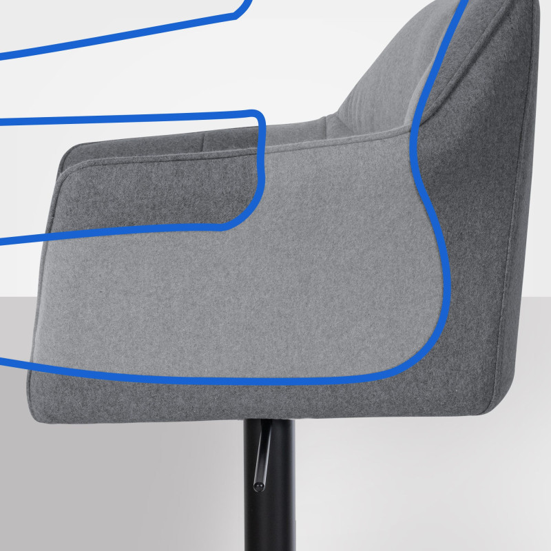 Tabouret de bar Damaso B, feutre gris