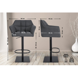 Tabouret de bar Damaso B, feutre gris