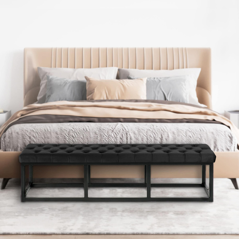 Banc Polson velours noir 150 cm