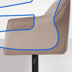 Tabouret de bar Damaso B, feutre, taupe