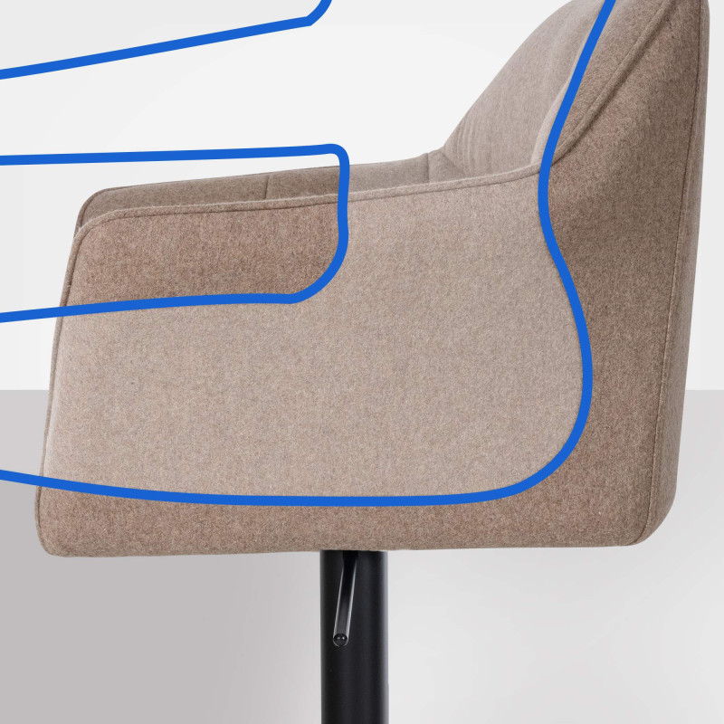 Tabouret de bar Damaso B, feutre, taupe