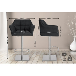 Tabouret de bar Damaso E, feutre, anthracite