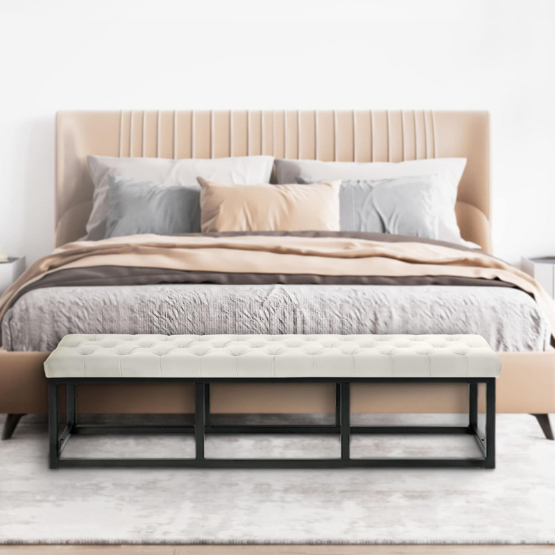 Banc Polson velours noir 150 cm