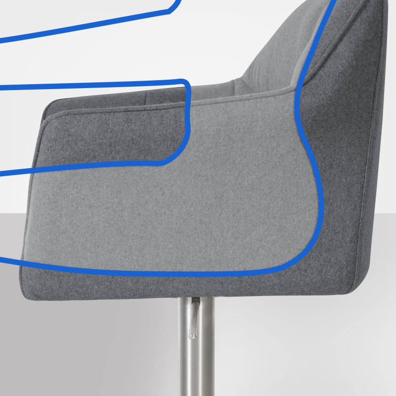 Banqueta de bar Damaso E, feltro cinza