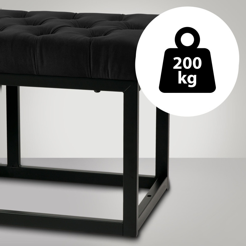 Banquette Polson en velours noir 120 cm