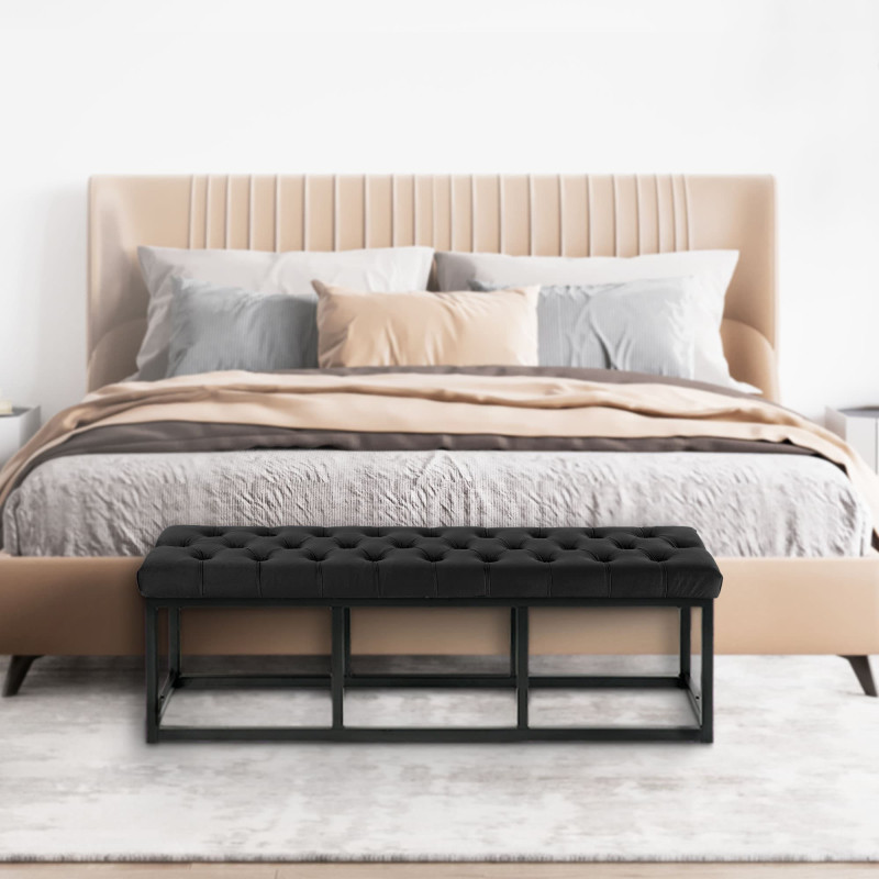 Banquette Polson en velours noir 120 cm
