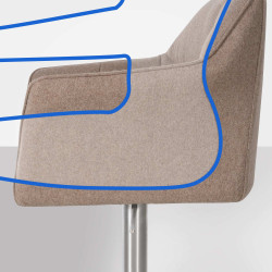 Tabouret de bar Damaso E, feutre, taupe