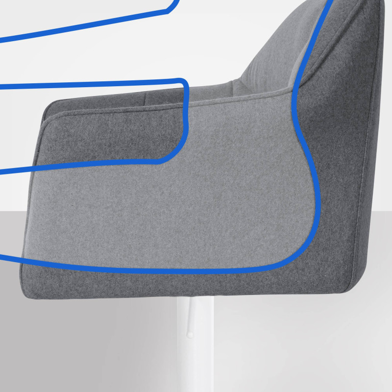 Banqueta de bar Damaso W em feltro, cinza