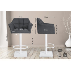 Sgabello da bar in feltro Damaso W, grigio