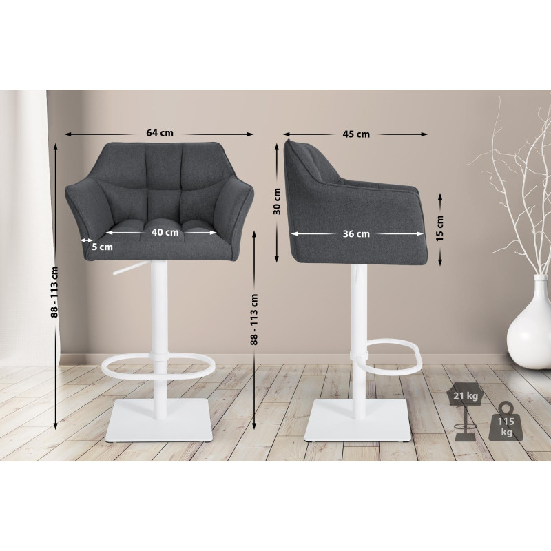 Tabouret de bar Damaso W en feutre gris