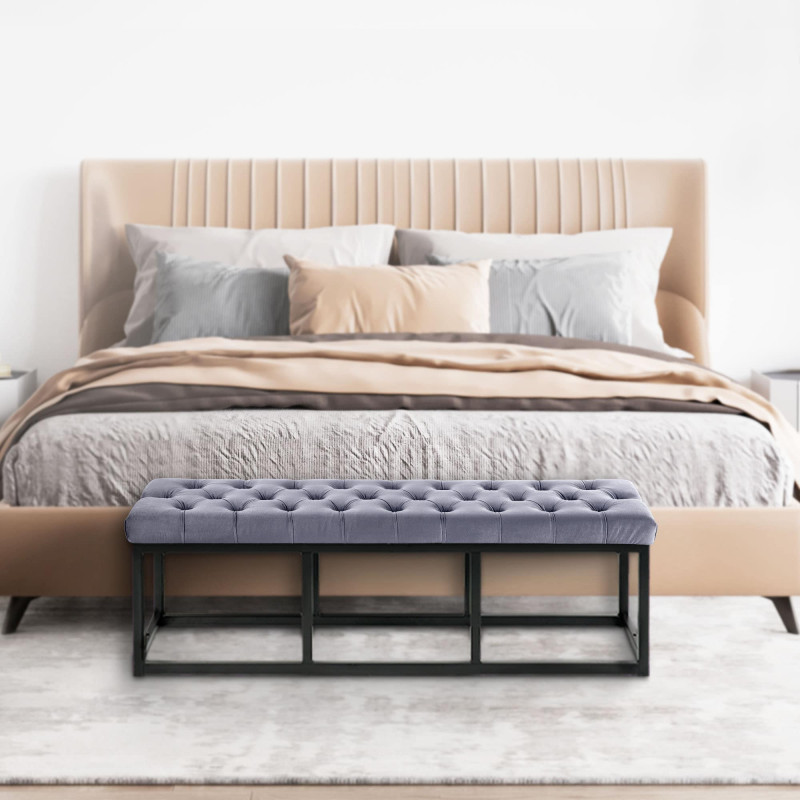 Banquette Polson en velours noir 120 cm