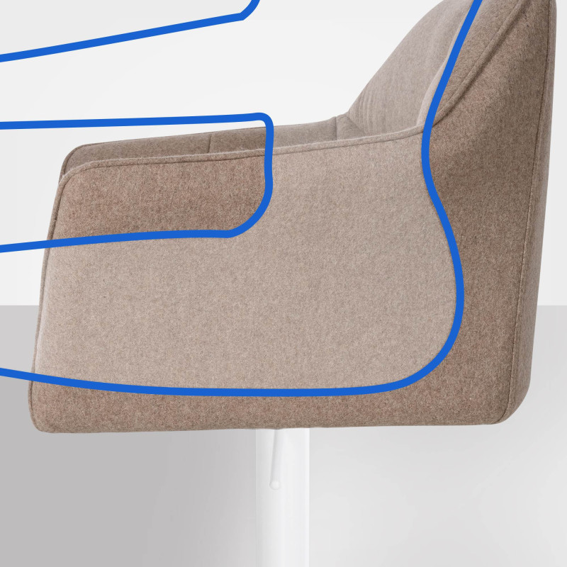 Banqueta de bar Damaso W, feltro, taupe