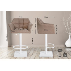 Tabouret de bar Damaso W, feutre, taupe