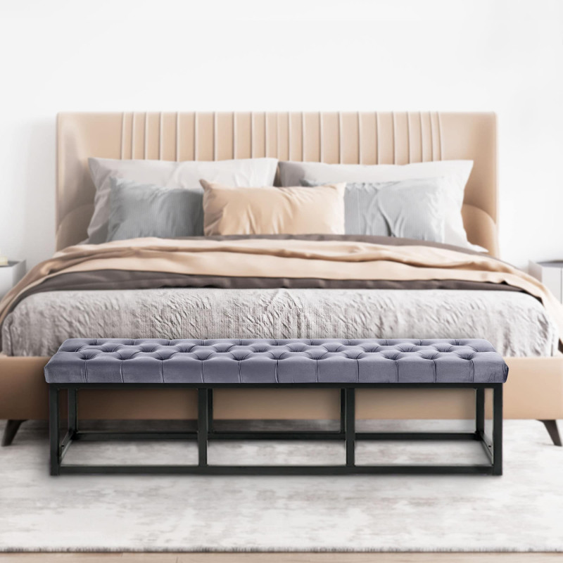 Banc Polson velours noir 150 cm