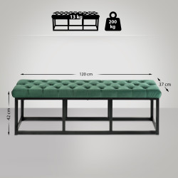 Banquette Polson en velours noir 120 cm