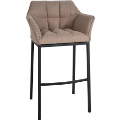 Taburete de bar Damaso B de fieltro con estructura de 4 patas, color topo