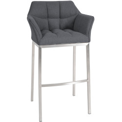 Sgabello da bar in feltro Damaso E con struttura a 4 gambe, grigio