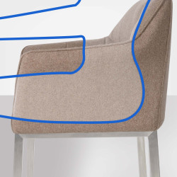 Taburete de bar Damaso E de fieltro con estructura de 4 patas, color topo