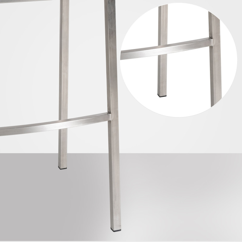 Tabouret de bar Damaso E en feutre avec piètement à 4 pieds, taupe