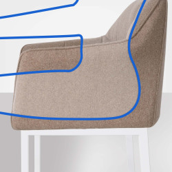 Tabouret de bar Damaso W en feutre avec piètement à 4 pieds, taupe