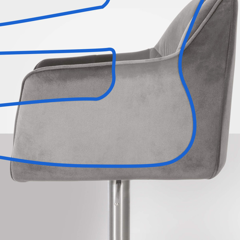 Tabouret de bar Damaso E, velours gris