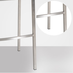 Tabouret de bar Damaso E en velours gris, avec piètement à 4 pieds.