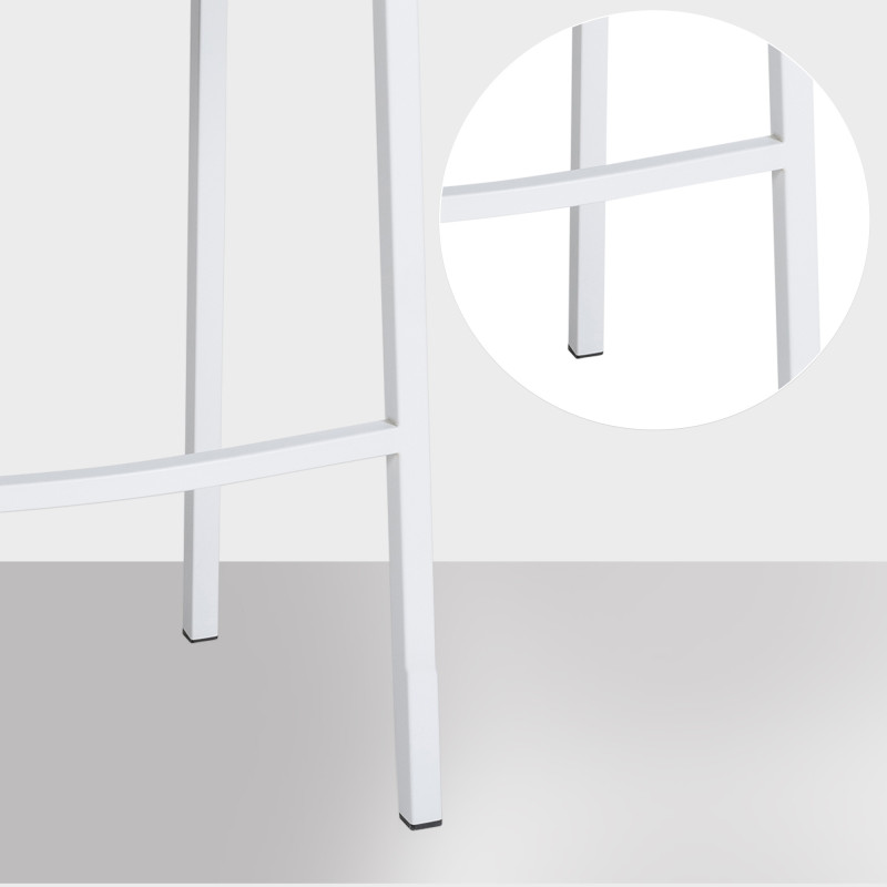 Tabouret de bar Damaso W en velours gris, piètement à 4 pieds.