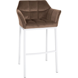 Sgabello da bar in velluto Damaso W con struttura a 4 gambe, marrone