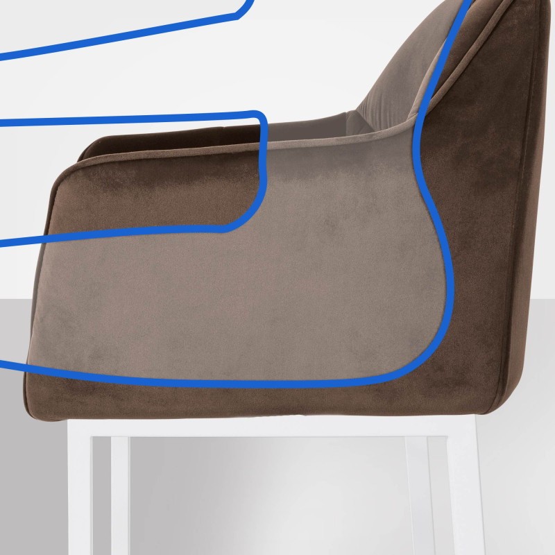 Taburete de bar Damaso W de terciopelo con estructura de 4 patas, marrón