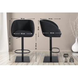 Tabouret de bar Gambo B, feutre, anthracite