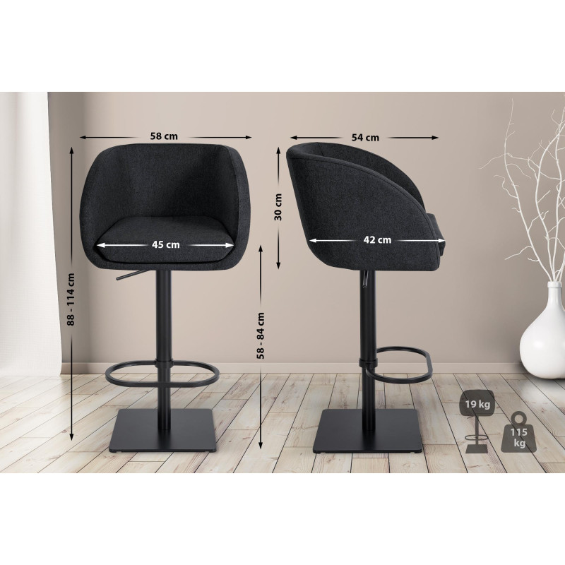 Tabouret de bar Gambo B, feutre, anthracite