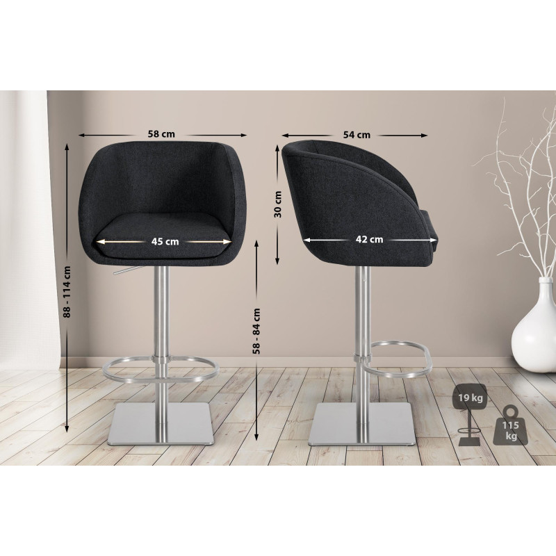 Tabouret de bar Gambo E, feutre, anthracite