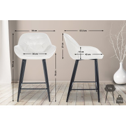 Tabouret de bar Gibson 76 en velours blanc crème