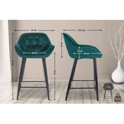 Tabouret de bar Gibson 76, velours vert foncé