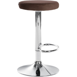 Tabouret de bar en velours Ponte, chromé, marron