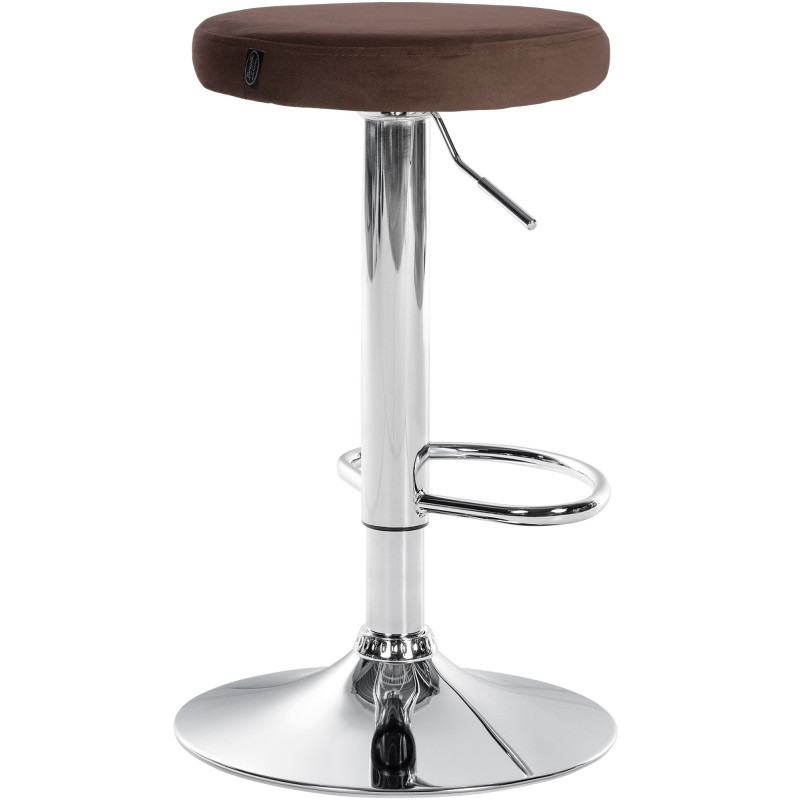 Tabouret de bar en velours Ponte, chromé, marron